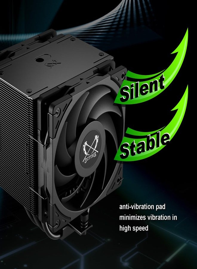 سايذ مبرد وحدة المعالجة المركزية Scythe Mugen 6 Dual Fan Black Edition، يدعم معالجات Intel LGA1700 وLGA1151 وAMD AM5 وAM4، مقاس 120 مم، تصميم برج واحد، غطاء علوي من الألومنيوم (Mugen 6 Dual Fan Black Edition) - Image 4