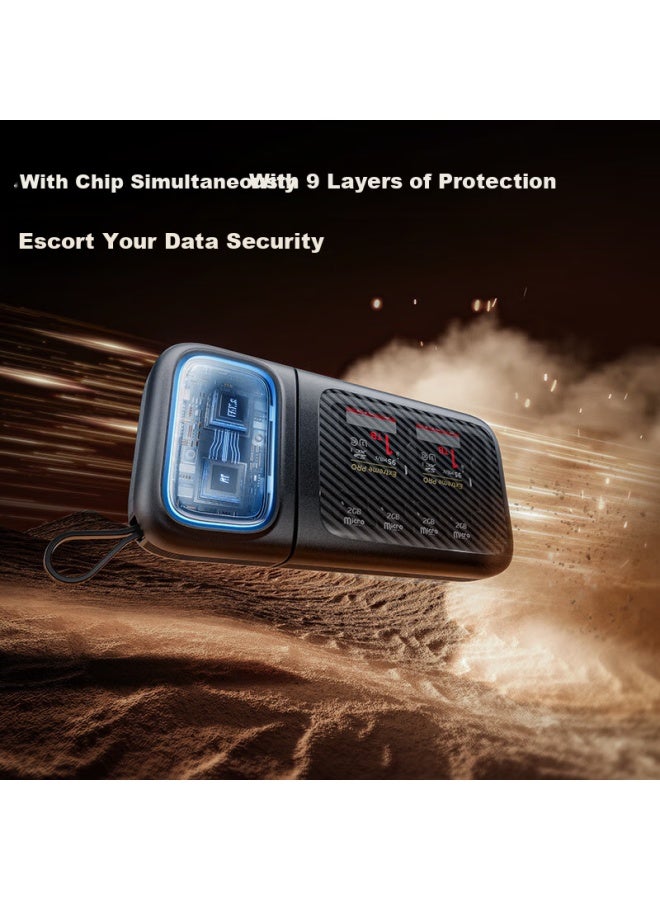 llano قارئ بطاقات Lvjuneng Type-c، صندوق تخزين بطاقات الذاكرة متعدد الوظائف، نقل عالي السرعة Usb3.1، قراءة Sd/tf للهواتف وأجهزة الكمبيوتر والكاميرات، صندوق بطاقات فلاش شامل، أسود - Image 3