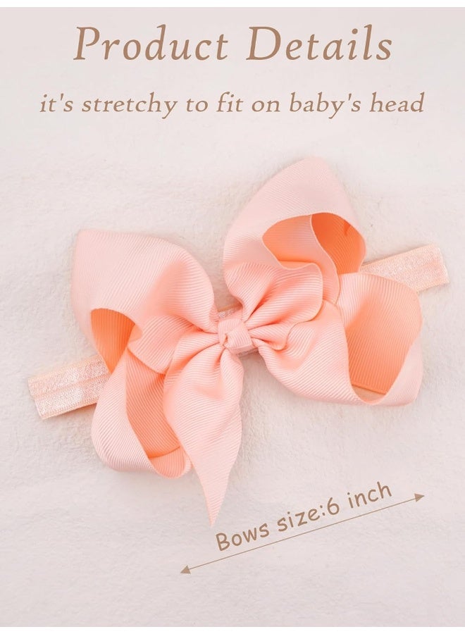 CellElection 30 Colors Baby Girls Headbands 6Inch Big Hair Bows Elastic Hair Bands Headbands Hair Accessories for Newborns Infants Toddlers Kids - Image 2