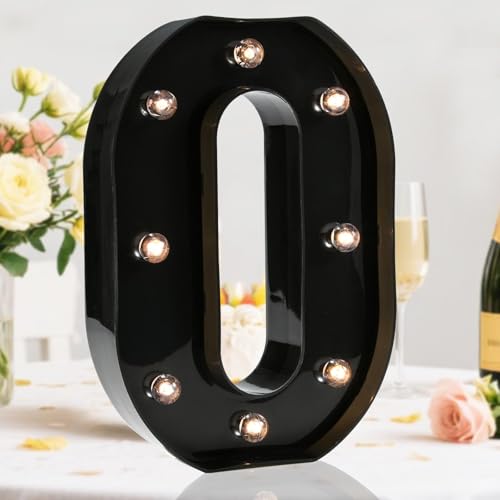 OYCBUZO Light Up Black Alphabet Marquee Number Sign LED Marquee Number Lights Sign for Night Light Home Bar Christmas Lamp Birthday Party Wedding Decoration 0