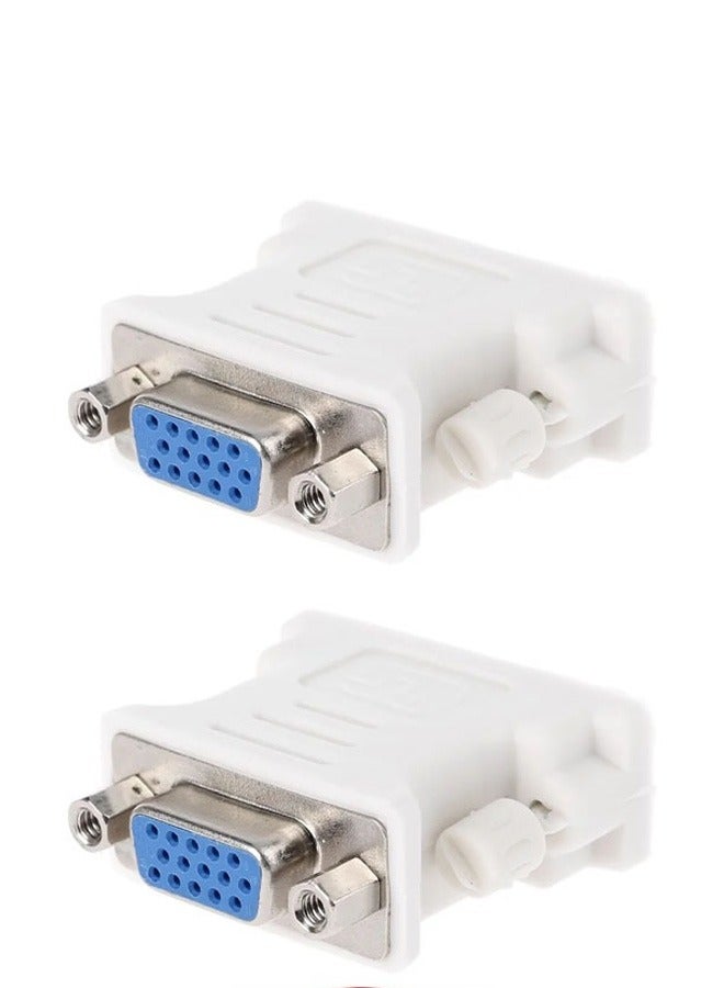 Taimi 2-pices DVI 24 Pin Male To VGA 15 Pin Female Converter Adapter White  - Image 1