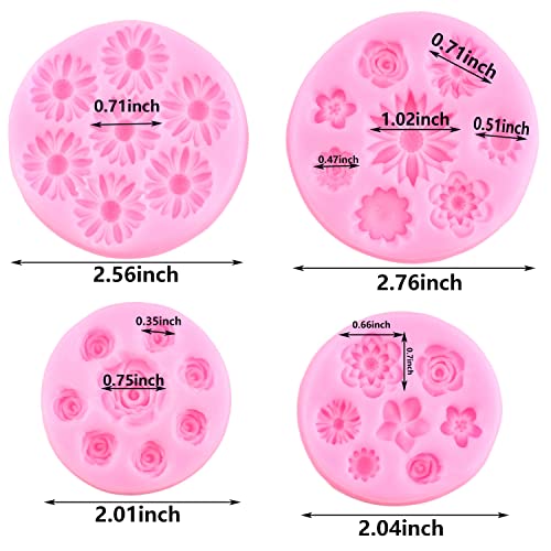 Mujiang Rose Flower Silicone Molds Daisy Fondant Mold Flower Orchid Cake Decorating Molds Set Of 4 - Image 2