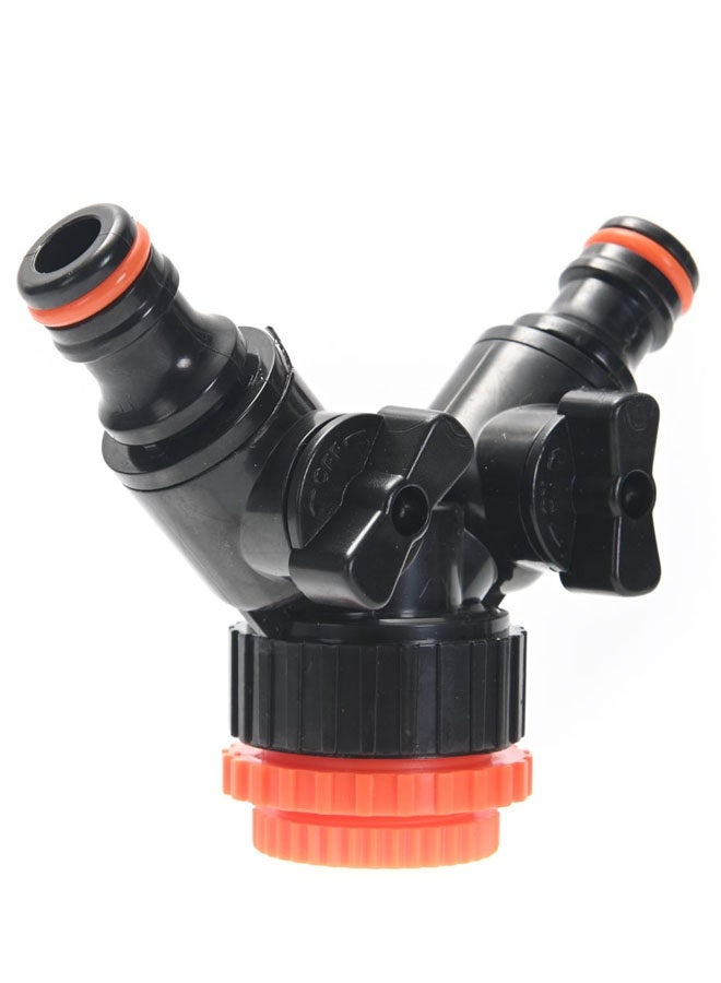 لوازم توصيلة خرطوم ماء فتحتين - محبس ماء مزدوج على شكل Y بمخارج منفصلة وصمامات تحكم فردية وتوصيل سريع - مثالية للحدائق والعشب والاستخدام الخارجي - Image 1