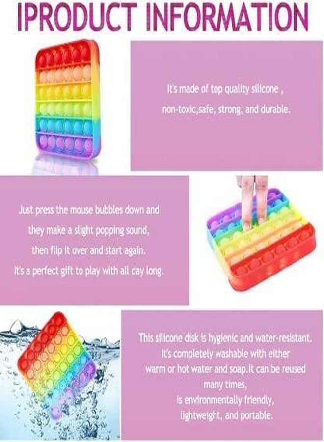 PRIMEFAIR Pop it Fidget Toys, Pop it Fidget Toy pop it Rainbow Pop Bubble, BPA Free Silicone, Push Bubbles Toy for Autism Stress Reliever, Sensory Toy (Square - Combo) - Image 2