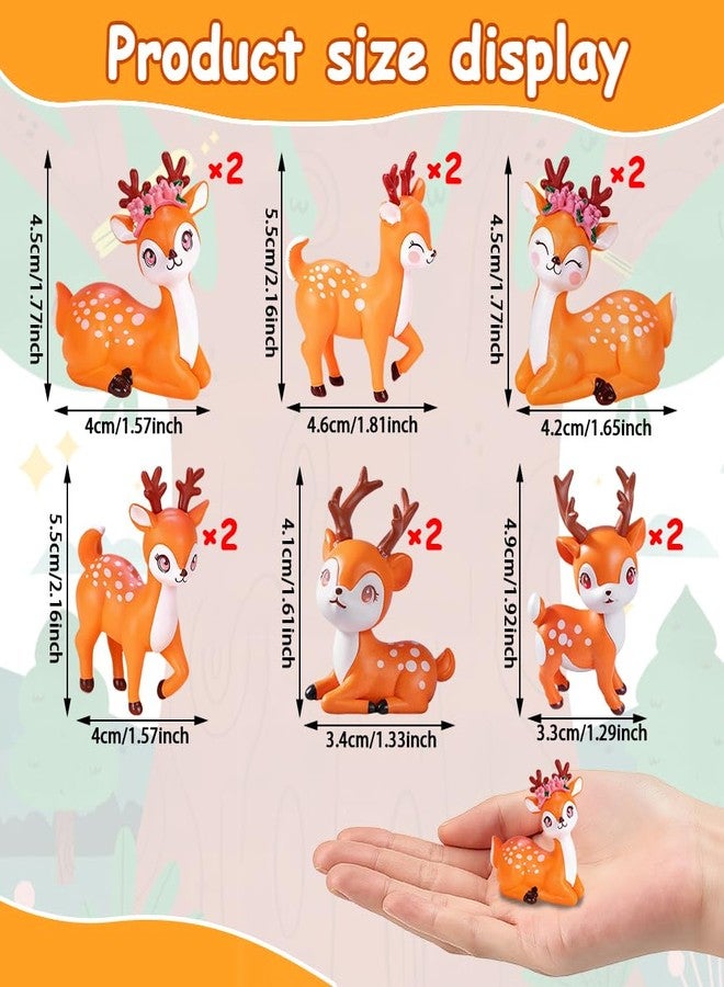 AWEELON 12Pcs Miniature Deer Figurines Forest Woodland Animal Miniatures for Crafts Fairy Garden Accessories Small Deer Ornaments Cake Toppers - Image 2