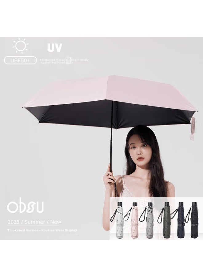 Obsu Japan Carbon Fiber Umbrella Ultra-lightweight Three-fold Sunshade Uv Protection Rain And Sun Dual Use Pink Carbon Three-fold - Image 1