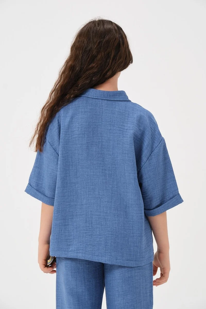 جازي Young Girl Accessory Detailed Pocket Short Sleeve Shirt
