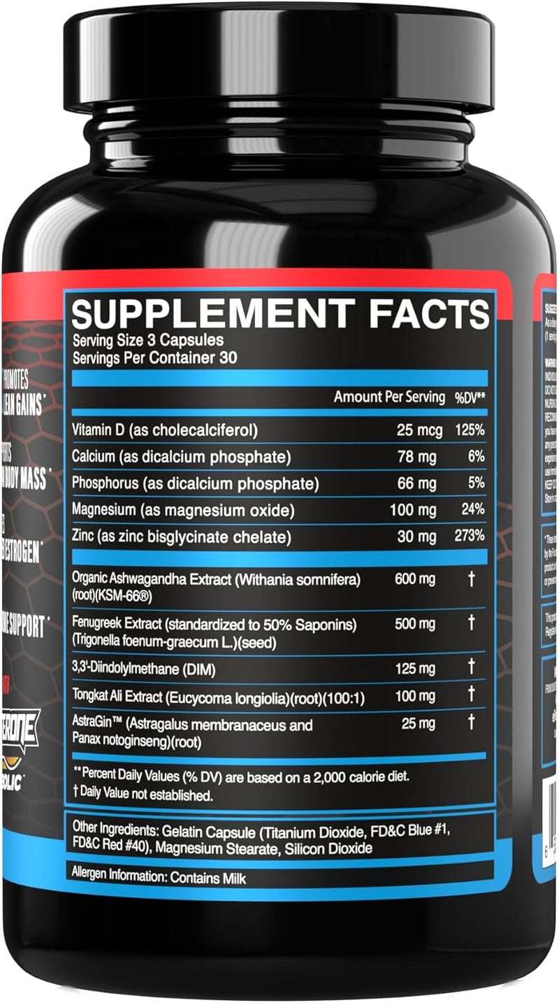 eFlow Nutrition Enflux Natural T Support with KSM66 Ashwagandha  Supplement to Support Lean Body Mass for Men and Women  Fenugreek DIM Longjack  AstraGin  90 Capsules 30 Day Supply - Image 3