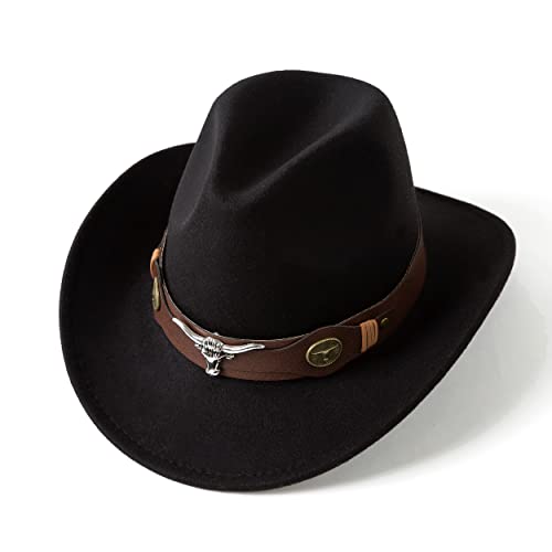 Gossifan Classic Womens Western Cowboy Cowgirl Hats with Wide Belt Black - Image 4