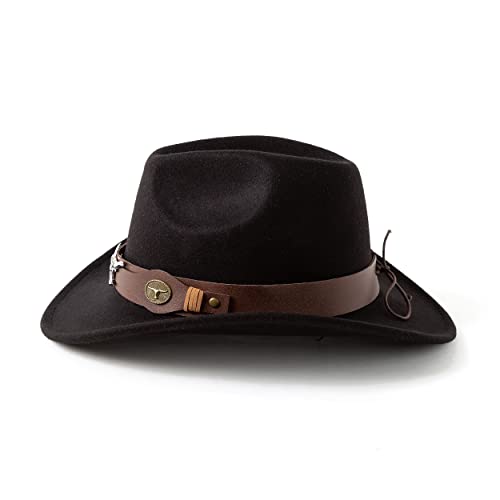 Gossifan Classic Womens Western Cowboy Cowgirl Hats with Wide Belt Black - Image 5