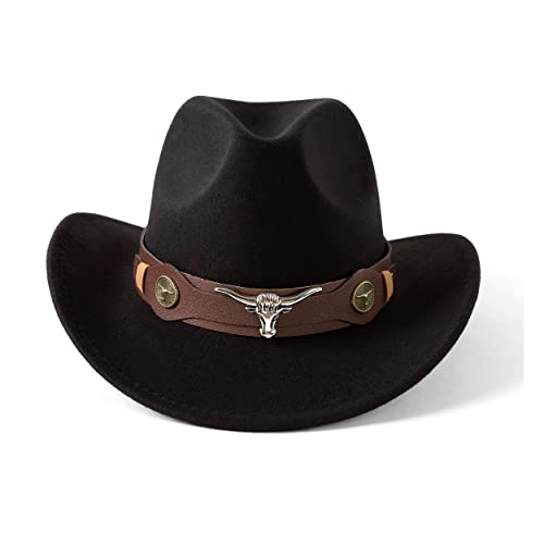Gossifan Classic Womens Western Cowboy Cowgirl Hats with Wide Belt Black - Image 1