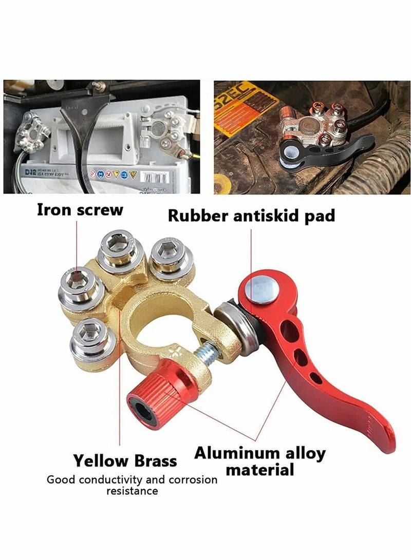 Generic Battery Terminal Clamp Connectors, Quick Release Disconnect Car Battery Terminal, 4 Way Positive Negative Car Battery Terminals Connector for SAE/JIS Type A Posts(2Pcs)  - Image 4