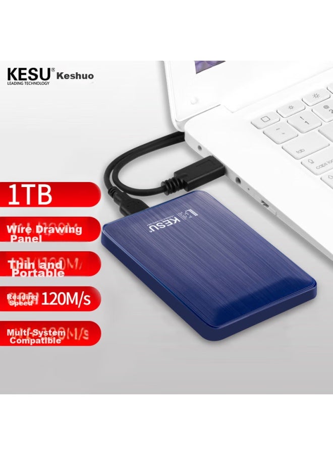 Kesu Encrypted Portable Hard Drive, 1tb, Usb3.0, K1, 2.5-inch, Bangpan Blue, External Storage For Files And Photos Backup - Image 1