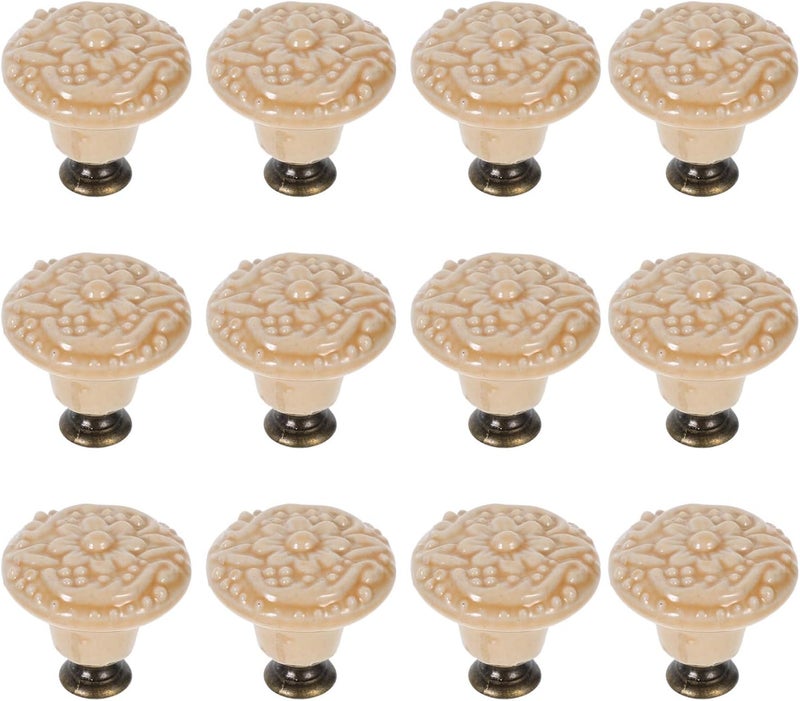 12pcs Floral Ceramic Pulls Cabinet Door Handles Single Hole Drawer Knobs Porcelain Hardware for Kitchen Dresser Wardrobe Furniture - Image 1