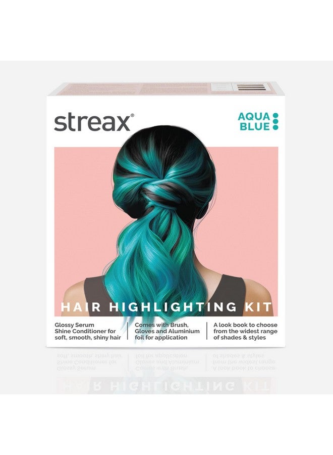 Streax Hair Colour Highlight Kit | Blue Hair Colour, Aqua Blue - Pack of 1 I Enriched with Walnut & Argan Oil I Hair Colour for Women | Rich, vibrant, Easy to use, DIY Application - Image 1