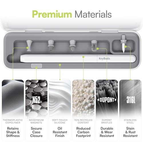 KeyBudz Air Care 20 AirPods Cleaning Kit Patented MultiTool Cleaner with Interchangeable Brush Tips for AirPods iPhone and Apple Devices with Sticky Squares Putty Hard Case and Travel Pouch - Image 3