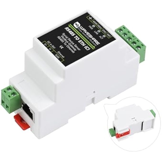 rayihni خادم تسلسلي صناعي RS485 إلى RJ45 إيثيرنت، TCP/IP إلى تسلسلي، نقل بيانات ثنائي الاتجاه RS485 ETH، دعم بوابة مودبوس مثبتة على السكك الحديدية، مصدر طاقة 6~36V، مع عزل كهربائي - Image 1