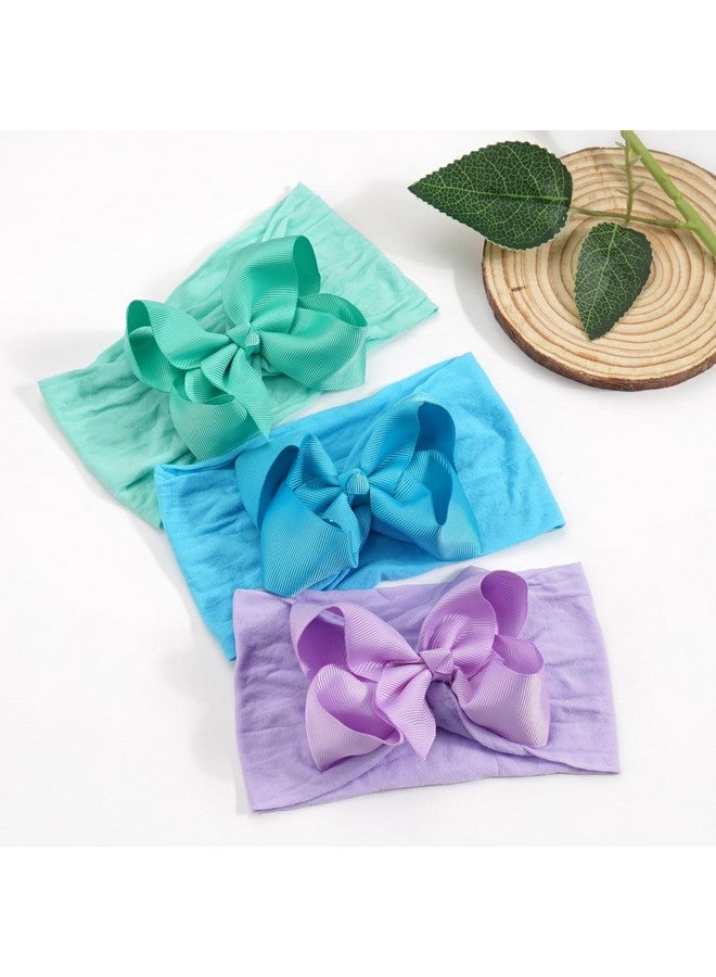 20 Colors Baby Girl Headbands With 4.5 Inches Hair Bows Nylon Turban Head Wraps Headbands For Newborn Infants And Toddlers
