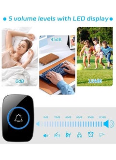 Changli Wireless Doorbell ,Waterproof Mini Doorbell, 110dB Mute Mode, Waterproof Door Bell Kit,Over 1000 feet Range, 60 Door Chimes   5 Levels Volume and LED Flash, for Home Office Classroom  - Image 5