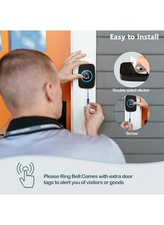 Changli Wireless Doorbell ,Waterproof Mini Doorbell, 110dB Mute Mode, Waterproof Door Bell Kit,Over 1000 feet Range, 60 Door Chimes   5 Levels Volume and LED Flash, for Home Office Classroom  - Image 4
