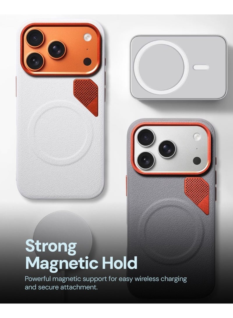 O Ozone Magnetic Matte PU Case Compatible With iPhone 17 Pro Max | Compatible with Mag-Safe|Leather Texture Armor Back Cover with Dual-Tone Matte Finish, Shock-Resistant Slim Protective Case - Image 2