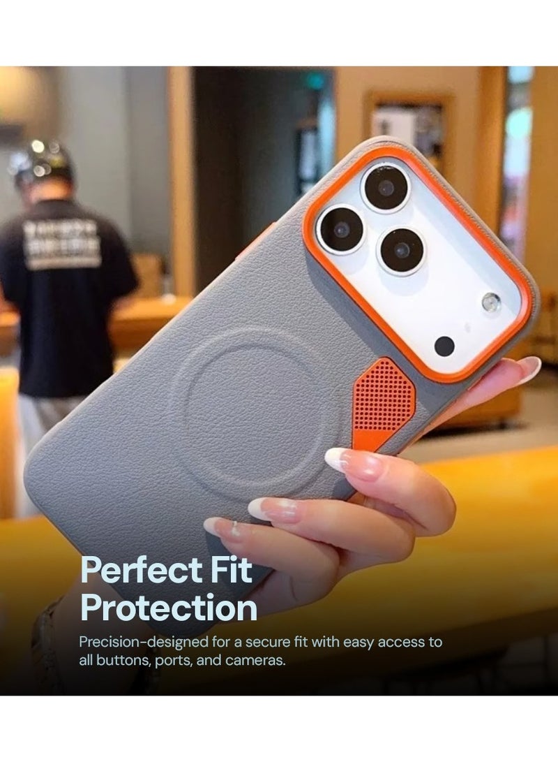 O Ozone Magnetic Matte PU Case Compatible With iPhone 17 Pro Max | Compatible with Mag-Safe|Leather Texture Armor Back Cover with Dual-Tone Matte Finish, Shock-Resistant Slim Protective Case - Image 5