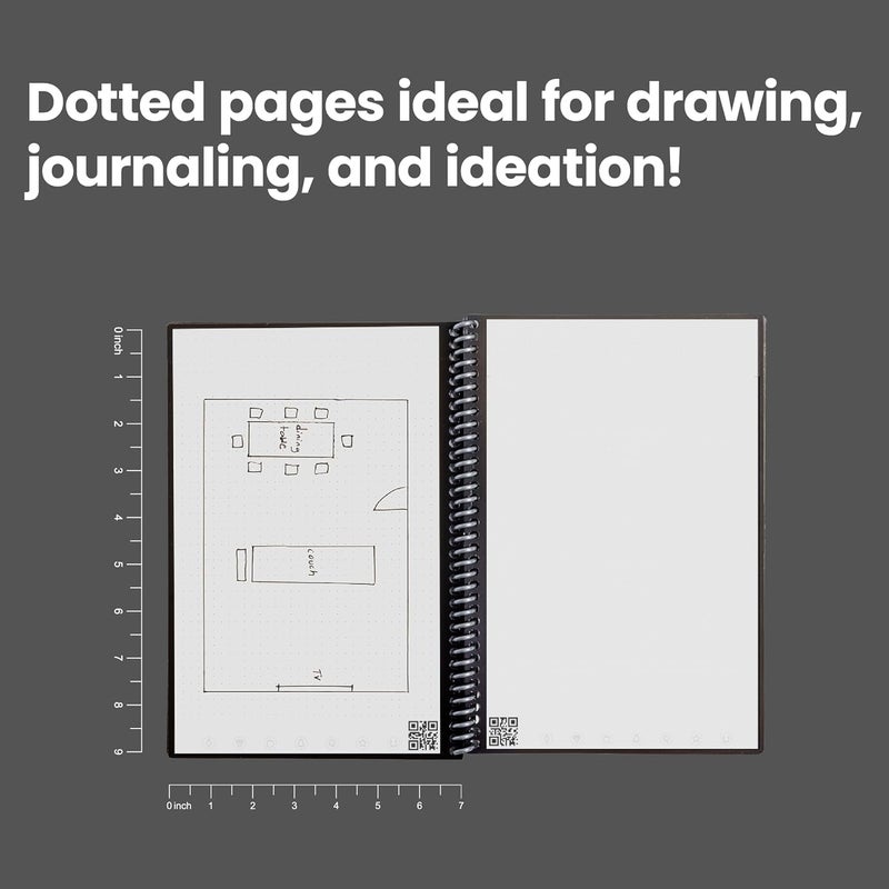 Rocketbook Core Reusable Spiral Notebook, Executive Size 6x8.8, Flow State - Dotted Pages, App-Connected, Erasable, Durable Cover, Ideal for School, Work, and Creative Projects