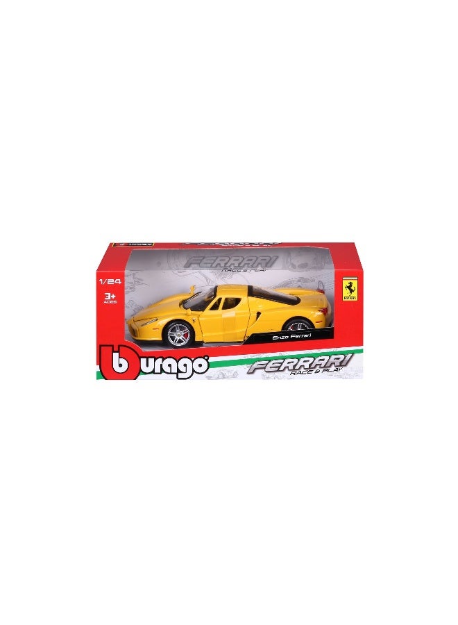 Bburago Ferrari Race & Play Ferrari Enzo Ferrari Die-cast Car (Yellow, 1:24) - Image 1