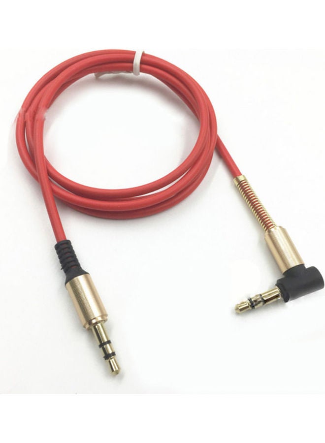 NIBEMINENT 1m 3.5mm Jack Car Audio Cable Male To L-Shape Right Angle Extension Lead Red - Image 1