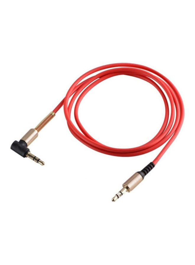 NIBEMINENT 1m 3.5mm Jack Car Audio Cable Male To L-Shape Right Angle Extension Lead Red - Image 3