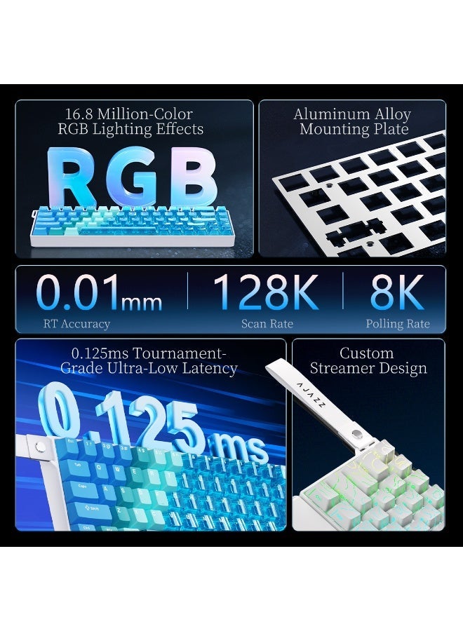 A-jazz AK680 V2 HE Fast-Trigger Mechanical Gaming Keyboard, 60% Wired, Hall-Effect Magnetic Switches, Hot-Swappable Magnetic Switches, Fast-Trigger Mode with Adjustable Trigger Speed, 8000 Hz Polling Rate, RGB Mini Keyboard, 60% Compact Design, Suitable for PC and Esports - Image 3