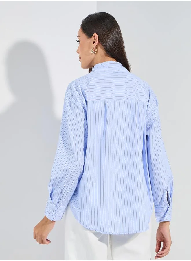 ستايلي Oversized Striped  Button Through Shirt