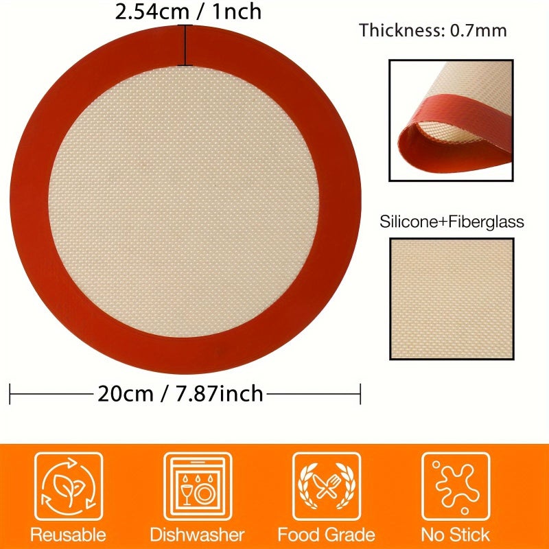 2PCS 7.87 Inch Diameter Round Baking Mat - Image 3