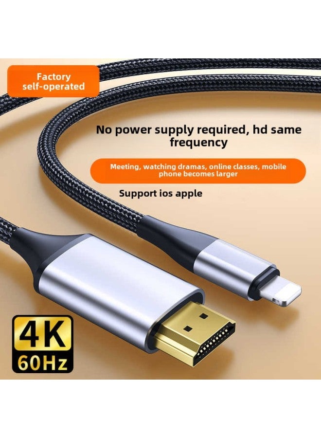 4K60hz Adapter Cable Suitable For Apple To Hdmi Cable TV Screen Cable Mobile Phone Projection HD Conversion Line-Color:Apple To Hdmi Cable Aluminum Alloy - Image 1