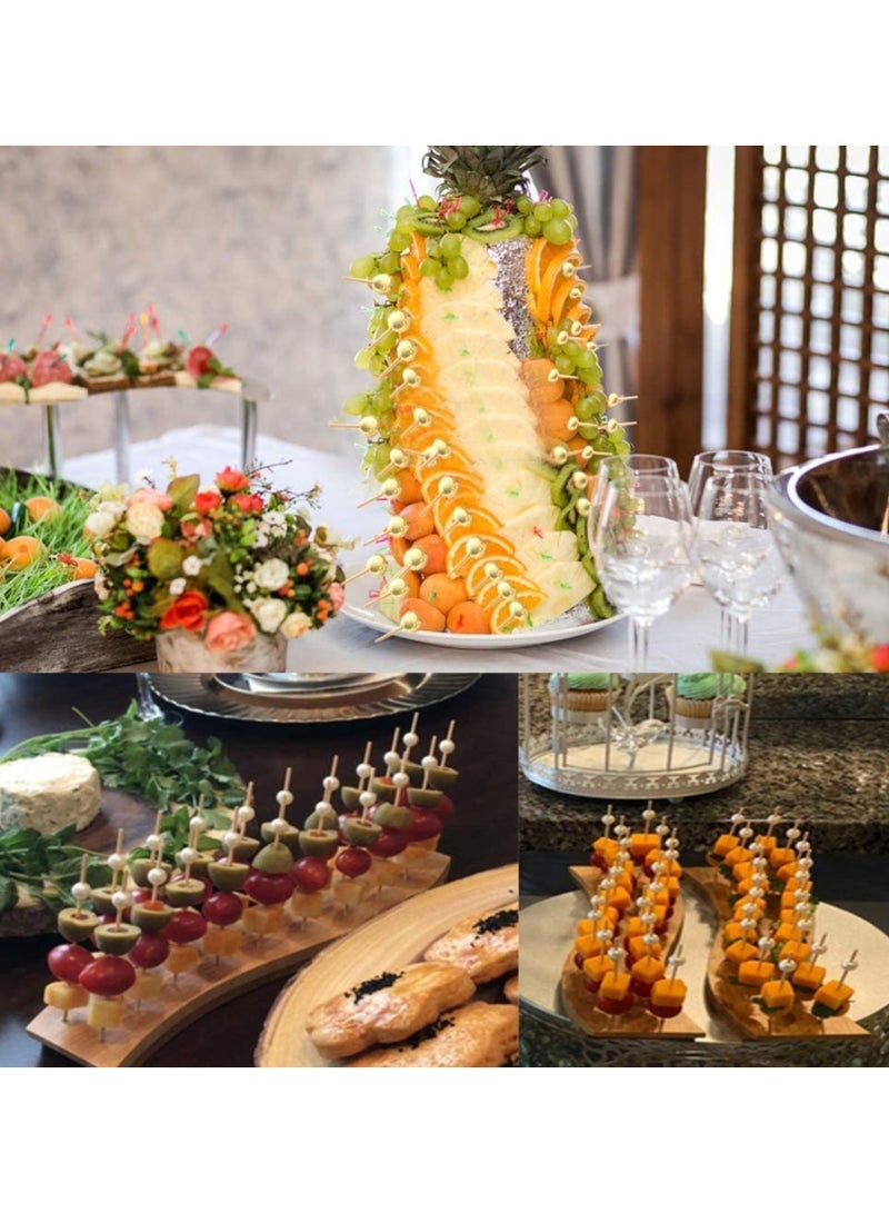 HOME ZONE 100PCS Cocktail Piece Cocktail Toothpicks for Appetizers Picks Bamboo Cocktail Skewers for Appetizers Wedding Party Toothpicks Gold Pearl Food Picks for Appetizers - Image 4