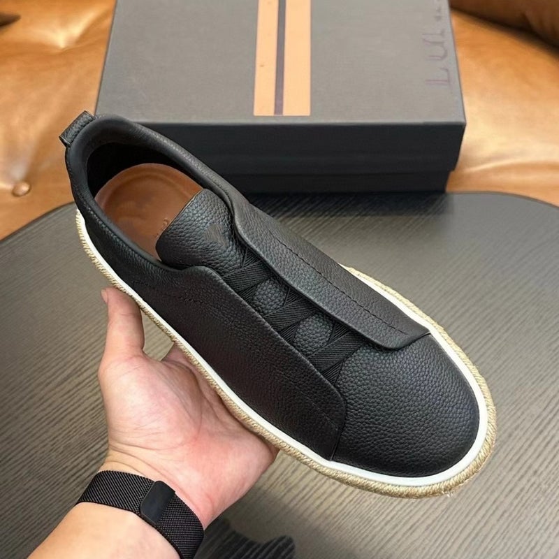 Z Family Men'S Genuine Leather Casual Shoes Spring Light Low-Top Green Sheepskin Round-Toe Adult Shoes - Image 4