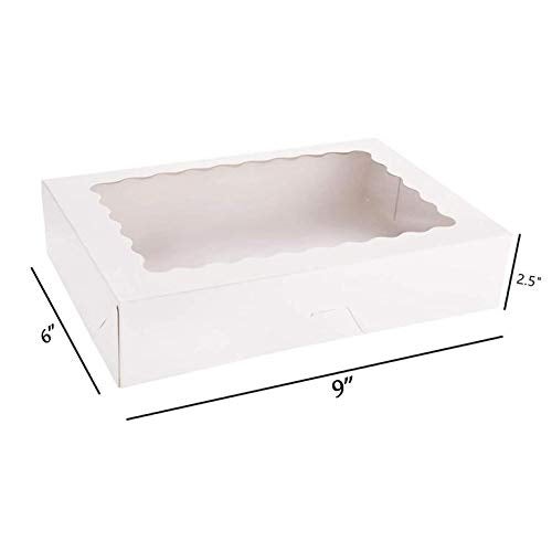 BAKEFY 9x6x25 20 White 6 Brownie Holder Cookie Boxes with Window White Bakery Boxes AutoPopup Treat Boxes for Muffins Donuts and Pastries - Image 3