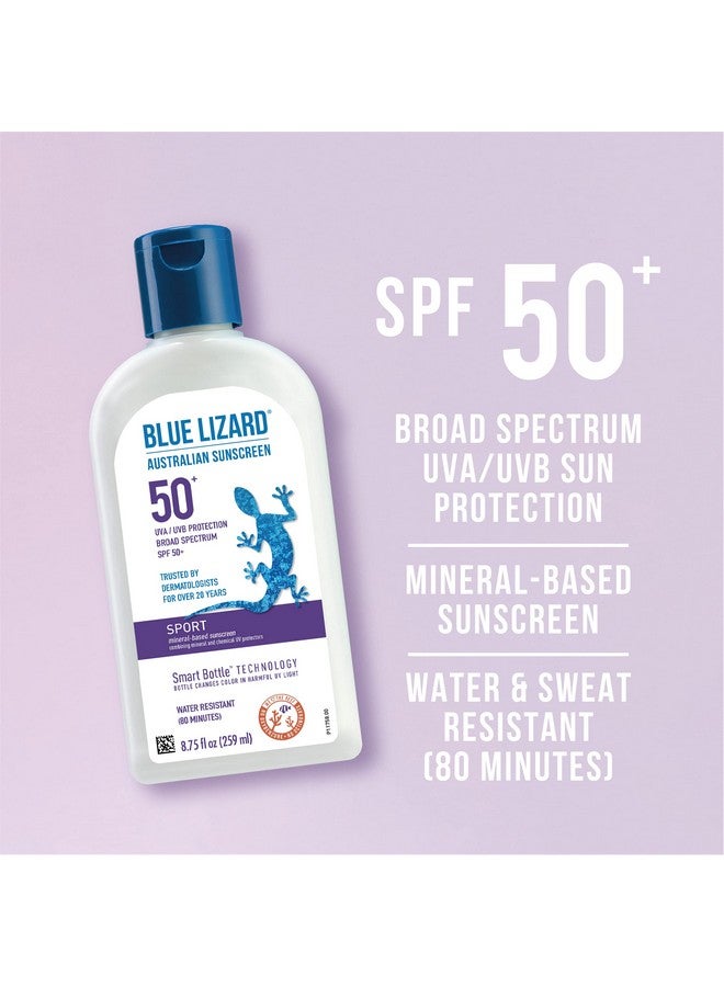 BLUE LIZARD Sport Mineralbased Sunscreen Lotion Spf 50+ Cream Unscented 8.75 Fl Oz - Image 3