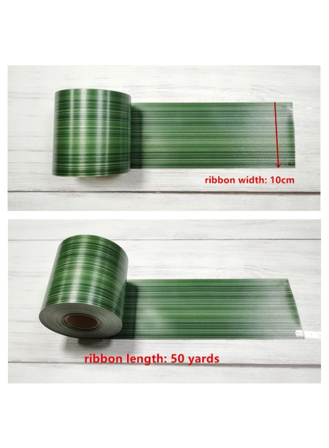 uoobox 1 Roll Aspidistra Ti Leaf Pattern Poly Satin Waterproof Ribbon 4 Inch Floral Craft Decoration (Green, 50 Yards Long) - Image 5