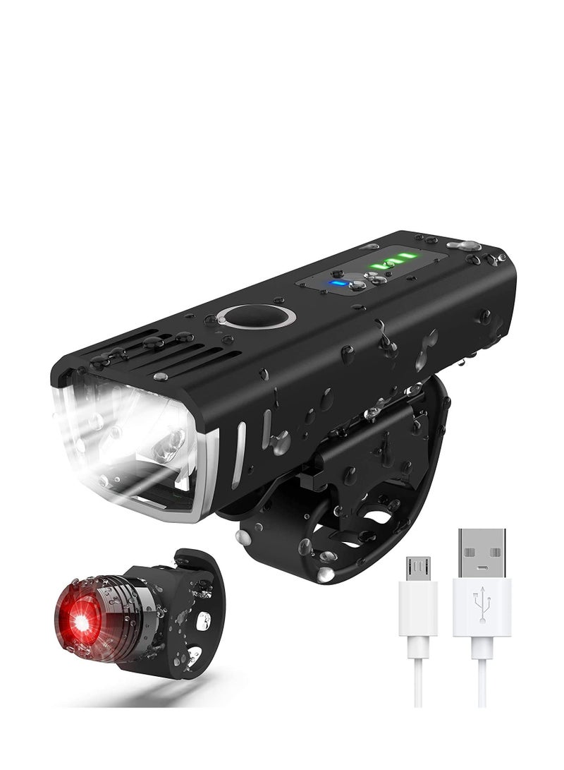 Excefore USB Rechargeable Bike Light Set, 2000 Lumen Super Bright LED Bicycle Front Headlight and Rear Taillight, IPX5 Waterproof, 3 Light Modes Cycling Safety Flashlight, Fit All Bikes - Image 1