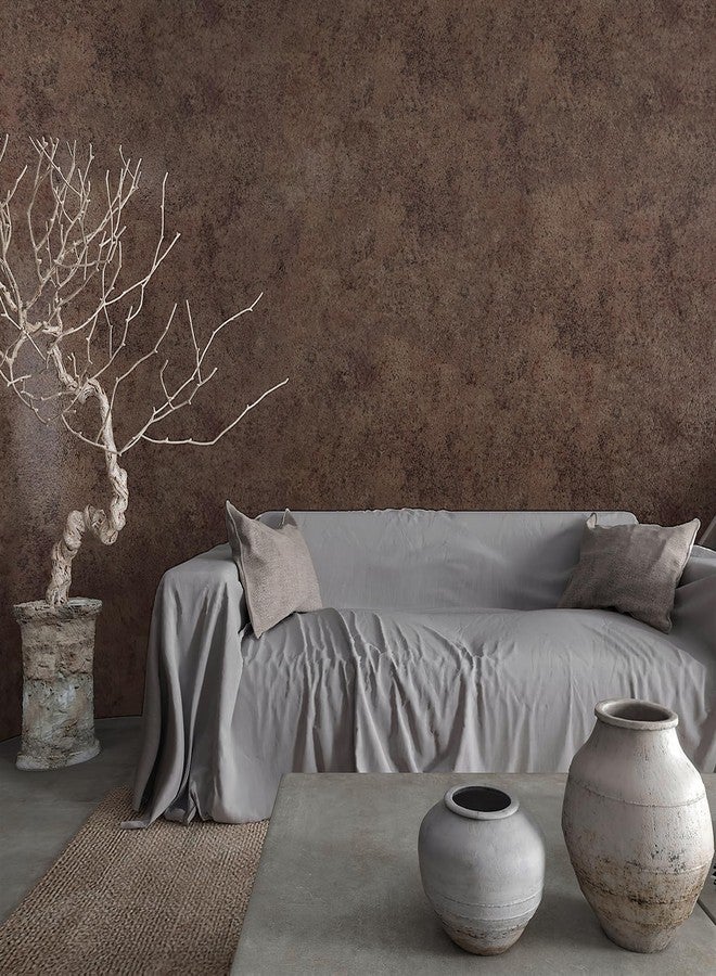 TOTIO Antique Bronze Gold Concrete Wallpaper Dark Brown Extra Wide 31.5x157inch Vintage Metal Industrial Style Wall Sticker Air Guide Slot Design Matte Thick Self-Adhesive Waterproof Contact Paper - Image 1