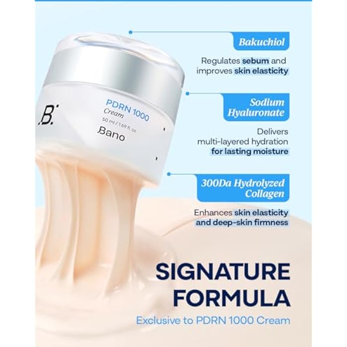 BANO PDRN 1000 Cream - PDRN & Collagen Firming Cream for Loose Skin | Face Moisturizer for Sensitive Skin | Bakuchiol for Skin Elasticity | Korean Skin Care | Fragrance-Free | 1.69 fl oz - Image 5