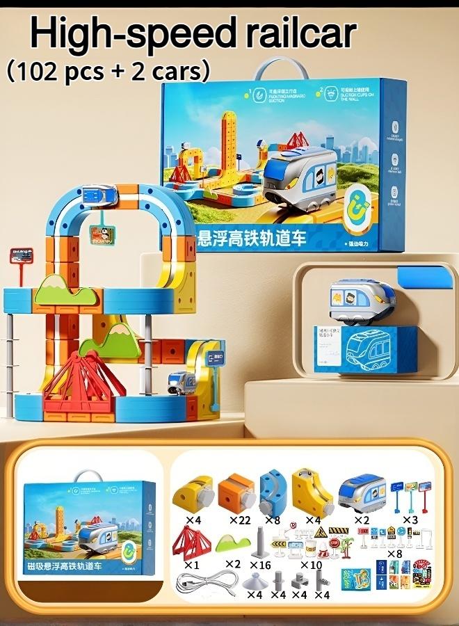 Joudiplay DIY Magnetic Building Block Set with Track and Train - Image 1