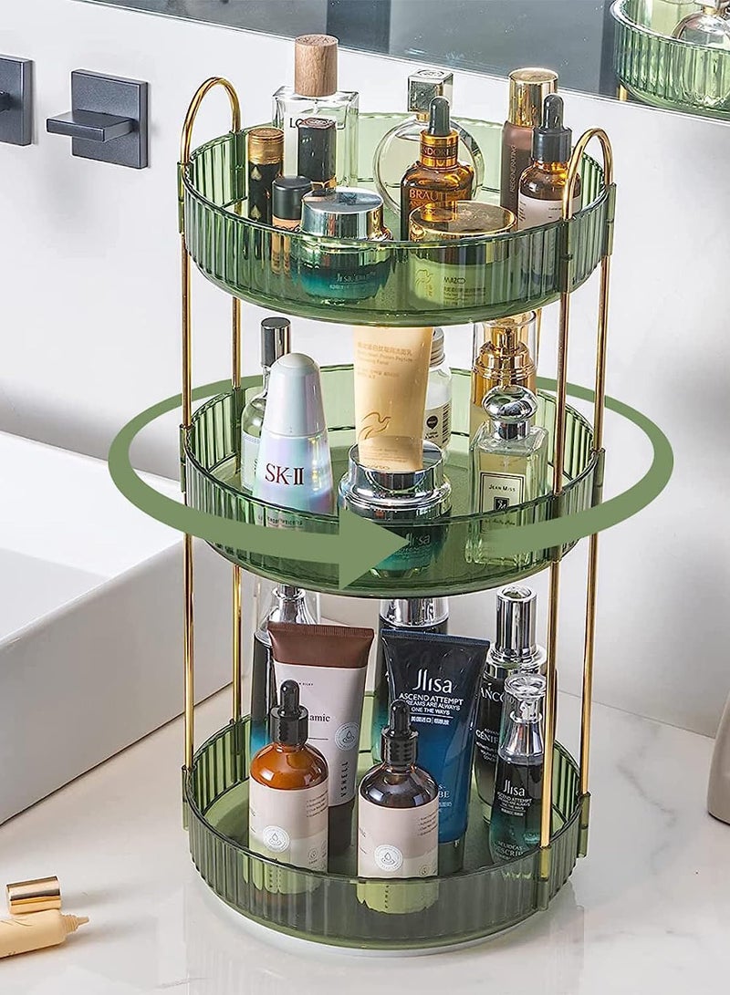 Sharpdo Rotating Makeup Organizer for Vanity 3 Tier, High-Capacity Skincare Clear Make Up Storage Perfume Organizers Cosmetic Dresser Organizer Countertop 360 Spinning - Image 1