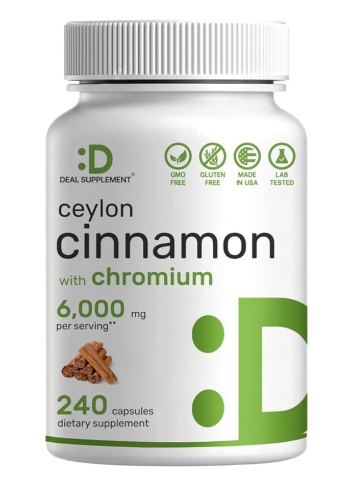 إيجلشاين فيتاميز قرفة سيلان 6000 ملغ مع كروم 1000 ميكروغرام 240 كبسولة