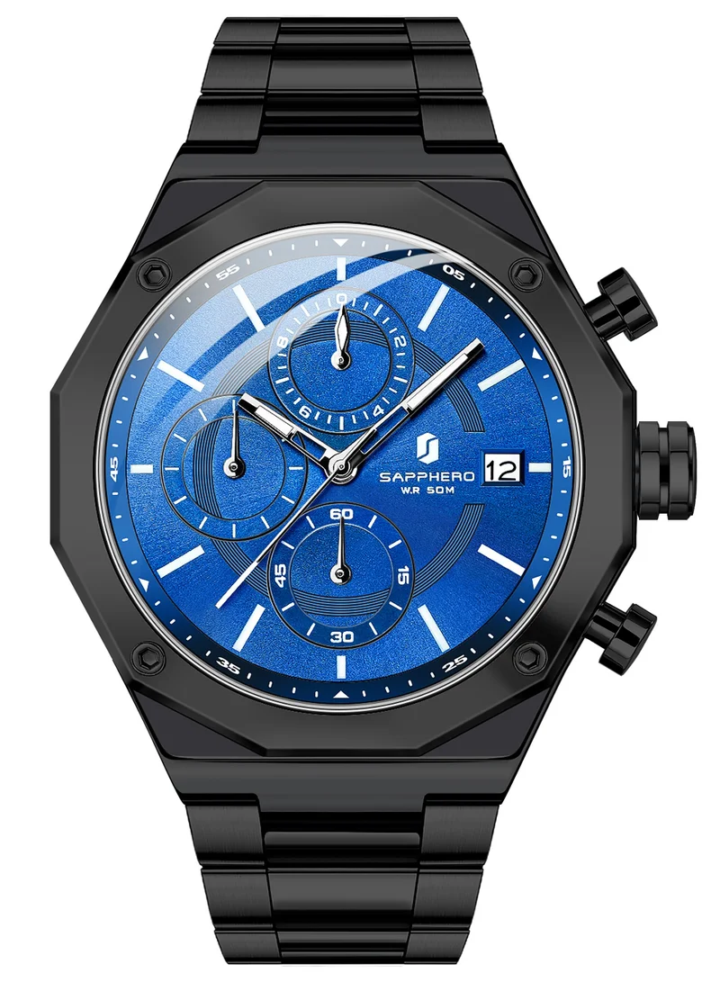 Sapphero  SAPPHERO Men's Wrist Watches Octagonal Stainless Steel Quartz Watch for Men 50M Waterproof Analog Movement with Date Elegant Mens Gift SO2203 for Men | Best Price UAE