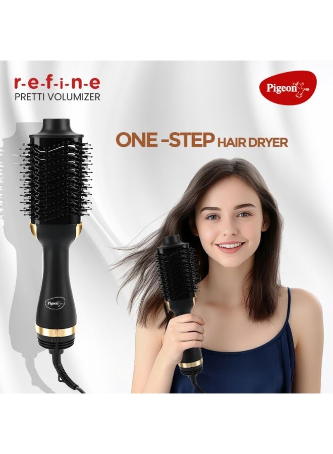 Pigeon Pretti 1200 Watts Volumizer Hair Dryer| 3 Temperature settings (Activated charcoal bristles)| Ceramic coated Brush head| Ionic technology| One Step Styler| 360 Degree Swivel Cord| For Women| 2 Years Warranty - Image 3