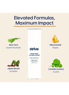 Strive Fresh Face Jojoba Scrub Mens Face Scrub Fragrance Free Smooth Clear Skin Refreshing With Aloe Vera Centella Asiatica Hyaluronic Acid & Niacinamide For All Skin Types 30 Ml  - Image 5