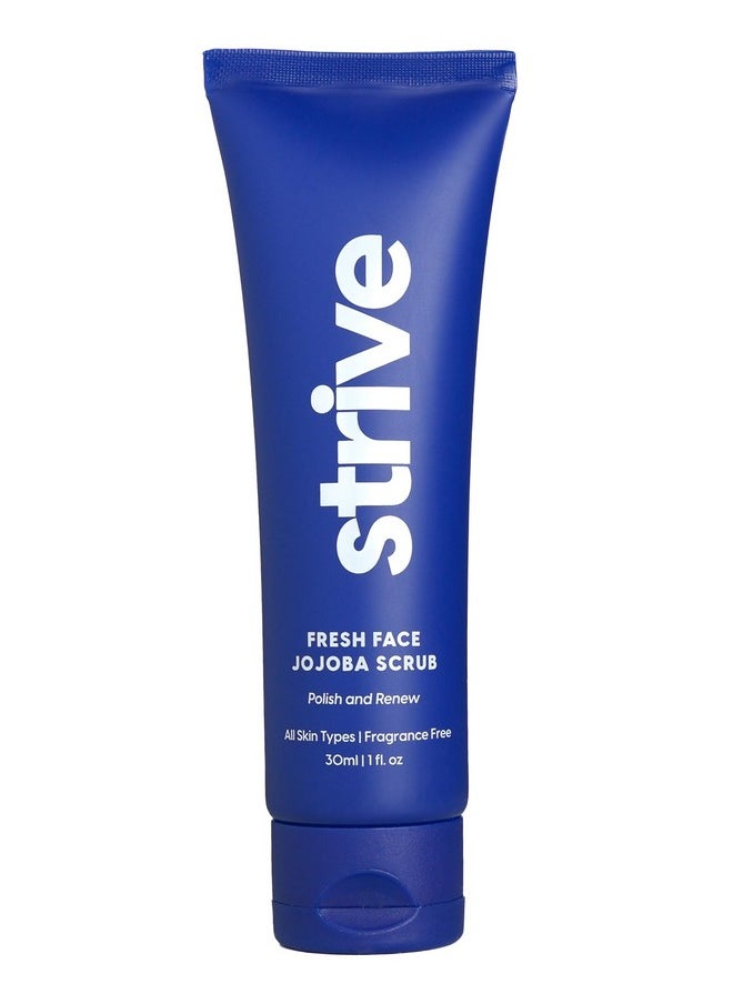 Strive Fresh Face Jojoba Scrub Mens Face Scrub Fragrance Free Smooth Clear Skin Refreshing With Aloe Vera Centella Asiatica Hyaluronic Acid & Niacinamide For All Skin Types 30 Ml  - Image 1
