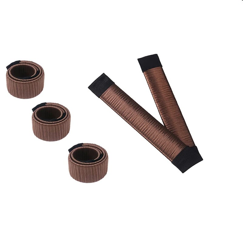 Aisonbo Hair Bun Maker, Size 5.9 inch Magic Bun Shaper Donut Hair Styling for Kids Curler Roller Dish Headbands,3 Pack,Dark Brown 